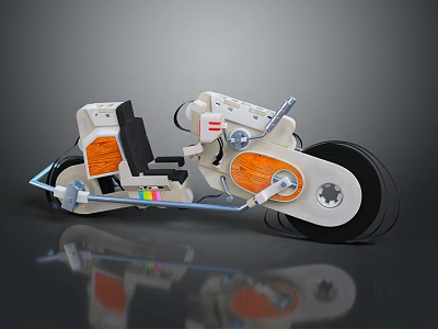 Electric Toy Motorcycle With White Orange Body Black Wheels And Kids Fun Design 3d model