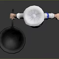 3D Cartoon Chef Character With Red Beard Wearing Chef Hat Holding Frying Pan