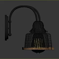 Modern Kitchen Lighting Fixture With Black Frame And Mesh Shade 3d model