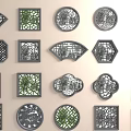 Traditional Carved Lattice Windows with Various Shapes and Intricate Decorative Patterns