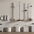 Bathroom Accessories Including Wall Mounted Cleaning Tools Towels And White Wash Basins