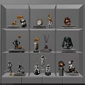 Decorative Ornament Set With Mixed Design Figurines For Home Decor On White Shelves