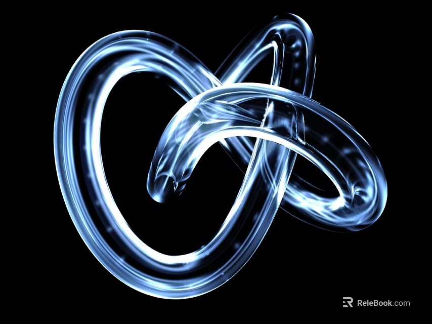Blue Transparent Infinity Symbol Like Pendant On Black Background With Shiny Glass Like Design 3d model 