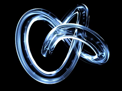Blue Transparent Infinity Symbol Like Pendant On Black Background With Shiny Glass Like Design 3d model