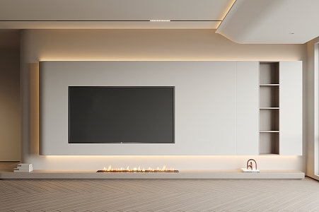 TV background wall TV wall Fireplace 3d model