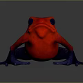 Colorful Red Frog with Blue Legs and Black Eyes on Gray Surface