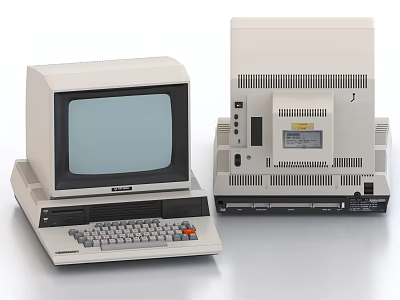 Vintage Desktop Computer System With Monitor Keyboard And Main Unit 3d model