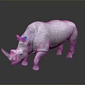 Gray Rhinoceros 3D Model in Standing Pose With Smooth Texture and Reflective Surface 3d model