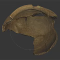 Ancient Cracked Brown Ceramic Bowl Artifact Displayed On Dark Background 3d model