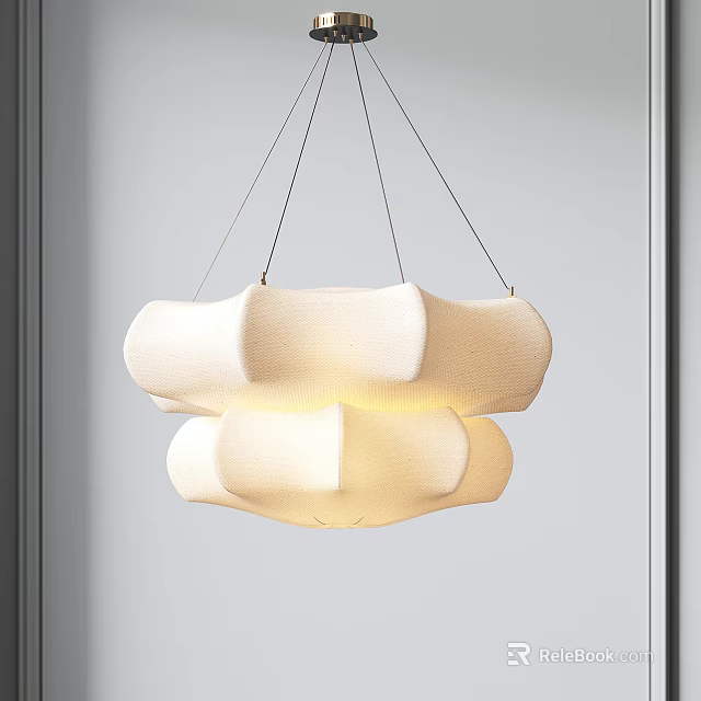 Modern Cloud Shaped Layered Fabric Chandelier With Soft Warm Light For Interior 3d model