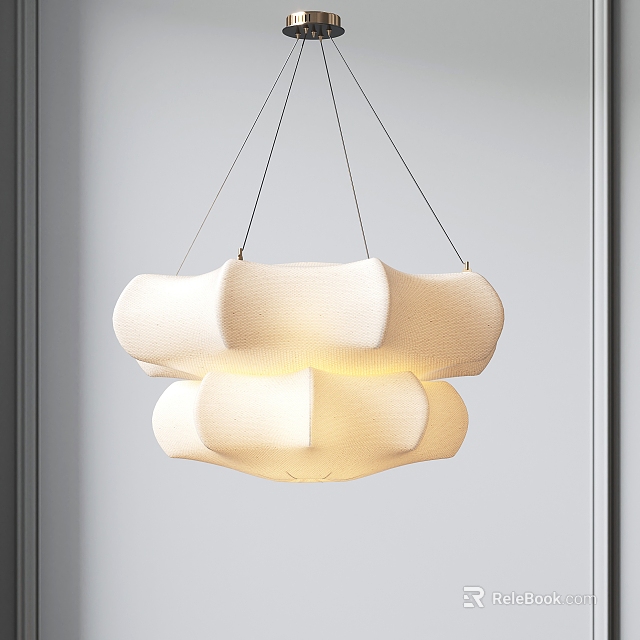 Modern Cloud Shaped Layered Fabric Chandelier With Soft Warm Light For Interior 3d model 