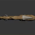 Bone Like Bow Weapon with Spikes and Red String 3D Rendered Design