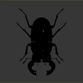 Shiny Black Beetle With Large Glowing Pincers On Dark Background Surface 3d model