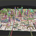 Colorful Cartoon City Landscape Featuring Tall Buildings Streets And Ferris Wheel