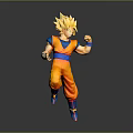 Collectible Action Figure Golden Hair Orange Outfit Blue Belt Fighting Pose Decorative Living Item