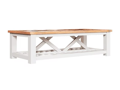 Wooden Top Dining Table With White Frame And X Shaped Structure Design 3d model