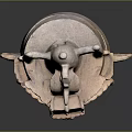 Ancient Terracotta Sculpture Carving Featuring Bird Decoration And Facial Details With Symmetric Design