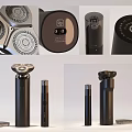 Modern Black Bathroom Accessories Including Shaver Heads Charging Base And Body Components