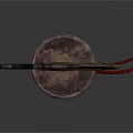 Vintage Handcrafted Weapon Featuring Curved Textured Blade And Decorative Hilt With Rope Detail