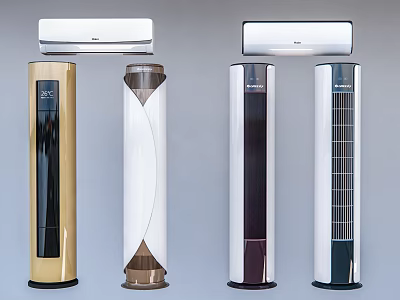 Modern Air Conditioner Fan Designs With Various Stylish Vertical Models In Multiple Colors 3d model
