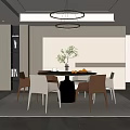 Modern Dining Room Interior With Round Table Chairs Pendant Lights And Decor