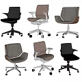 Collection of Modern Office Chairs with Different Designs and Swivel Wheels