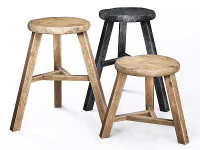 Modern Stool Wooden Stool 3d model