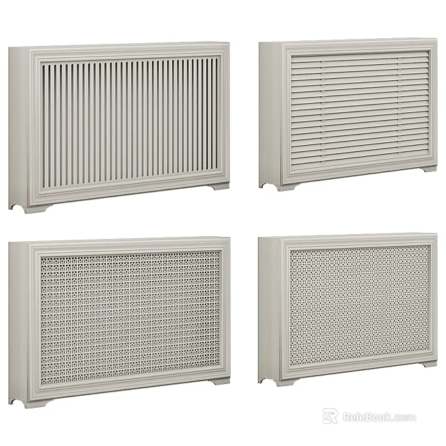 White Vent Grilles and Air Filter Panels with Four Different Design Styles 3d model