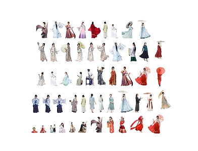 New Chinese-style multi-person costume beautiful figure 3d model