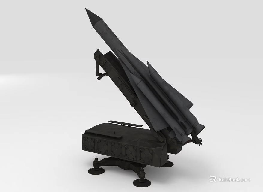 Military Missile Launcher System Featuring Deployed Missile And Stable Base Structure 3d model 