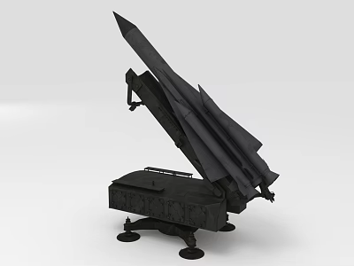Military Missile Launcher System Featuring Deployed Missile And Stable Base Structure 3d model
