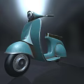 Light Blue Vintage Scooter With Classic Retro Design Illuminated By Spotlight
