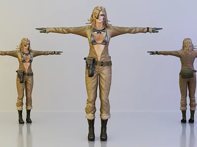 Modern game character female worker 3d model