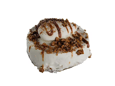 Delicious Donut Topped With White Frosting Chocolate Drizzle And Crumbled Nuts 3d model