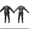 Man Wearing Different Colored Suits with Vest Tie and Backpack