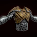 Man Wearing Metallic Gold And Silver Intricate Designed Armor With Shoulder Chest Pieces 3d model