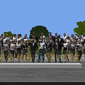 Outdoor Group Photo Of People In Formal Attire With Blue Sky Green Trees And Sign