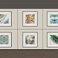 Modern Interior Wall Art With Six Framed Varied Abstract Pattern Paintings