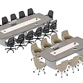 Modern Rectangular Conference Table With Black And Beige Office Chairs For Meeting Space 3d model