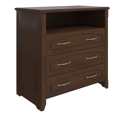 Brown Wooden Entryway Cabinet Sideboard With Three Drawers And Metal Handles 3d model
