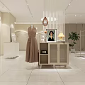 Modern Minimalist Clothing Store Interior With Mannequins Dresses Plants And Decorative Items