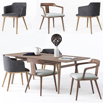 natural wind dining table and chair 3d model