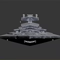 Large Sci Fi Style Warship With Triangular Hull And Details 3d model