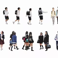 Group of Diverse People Wearing Different Outfits School Uniforms Backpacks and Casual Clothes