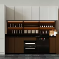 Modern Kitchen Interior With White Brown Cabinets Black Marble Countertop And Under Cabinet Lighting