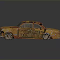 Vintage Rusty Classic Car With Yellow Rusted Body And Retro Design