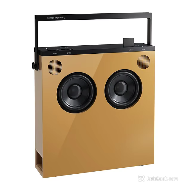 Modern Golden Headphone Speaker With Dual Black Speakers And Portable Handle 3d model 