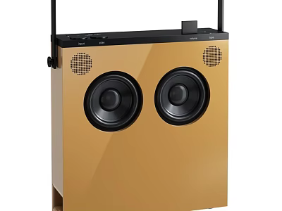 Modern Golden Headphone Speaker With Dual Black Speakers And Portable Handle 3d model