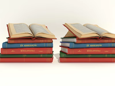 Colorful Stack of Open Books with Various Colored Covers for Daily Use 3d model