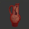 Hand Carved Ceramic Jug With Traditional Decorative Patterns And Textured Surface 3d model